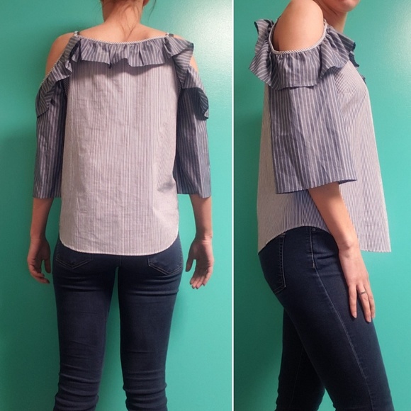 NWT Jane and Delancey Open Shoulder Striped Top - Picture 2 of 7